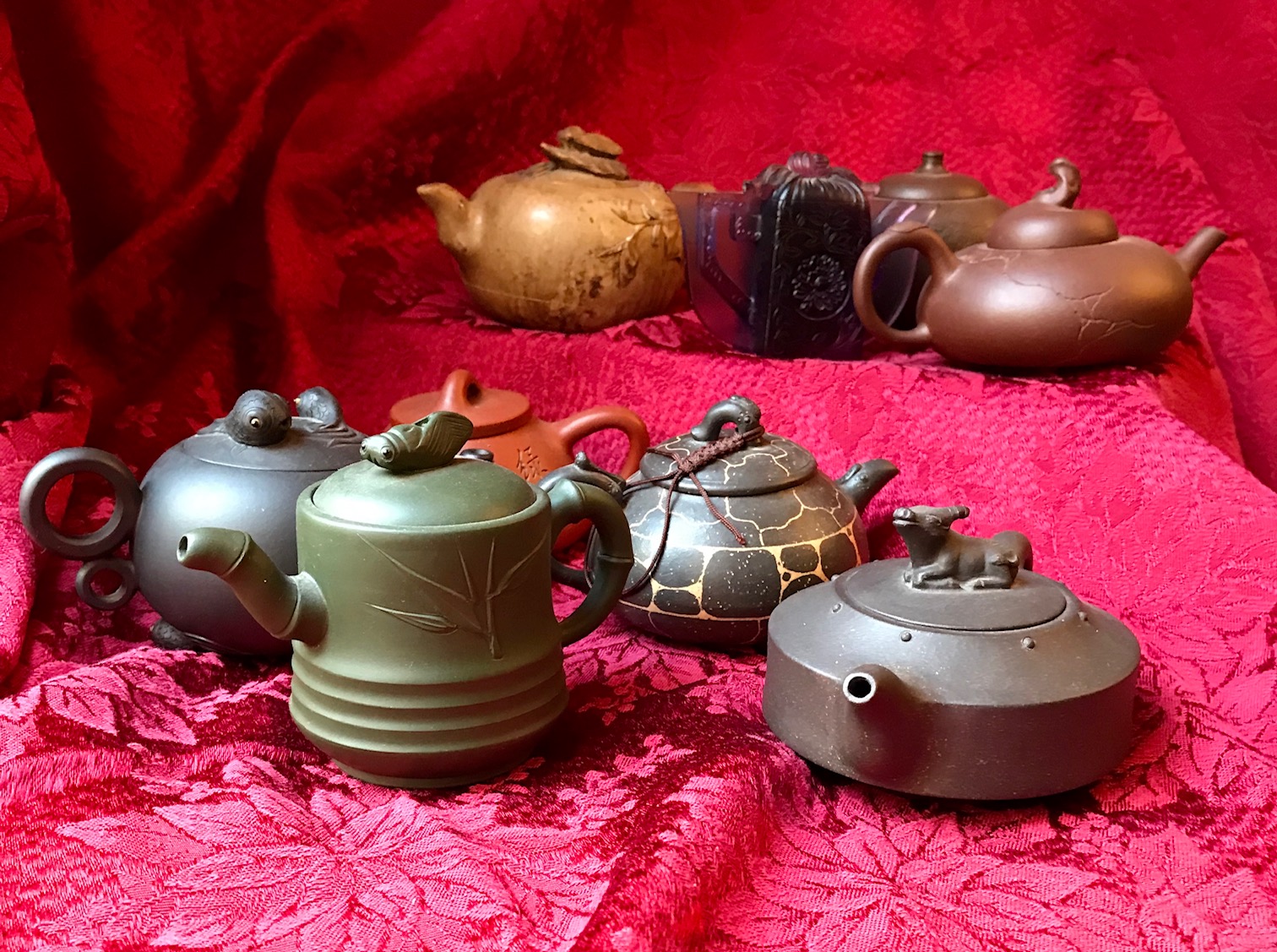 Author Patricia Toht's teapots. 