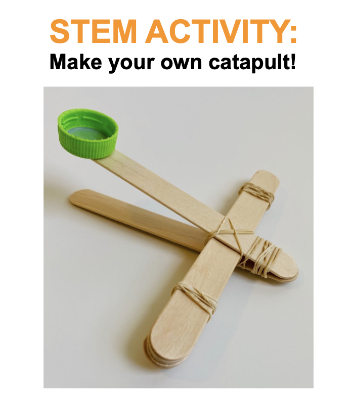 A catapult made out of large popsicle sticks and rubber bands.