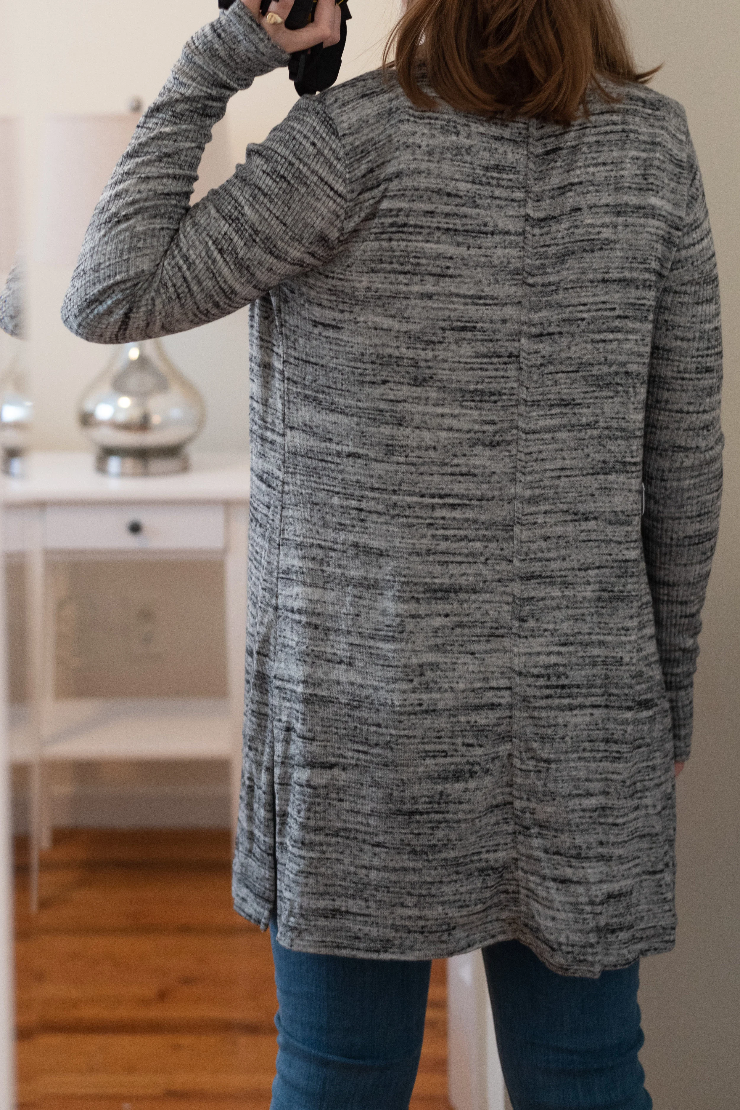 Ink Love & Peace Tonia Ribbed Side Slit Duster Sweater - Size S - Back View