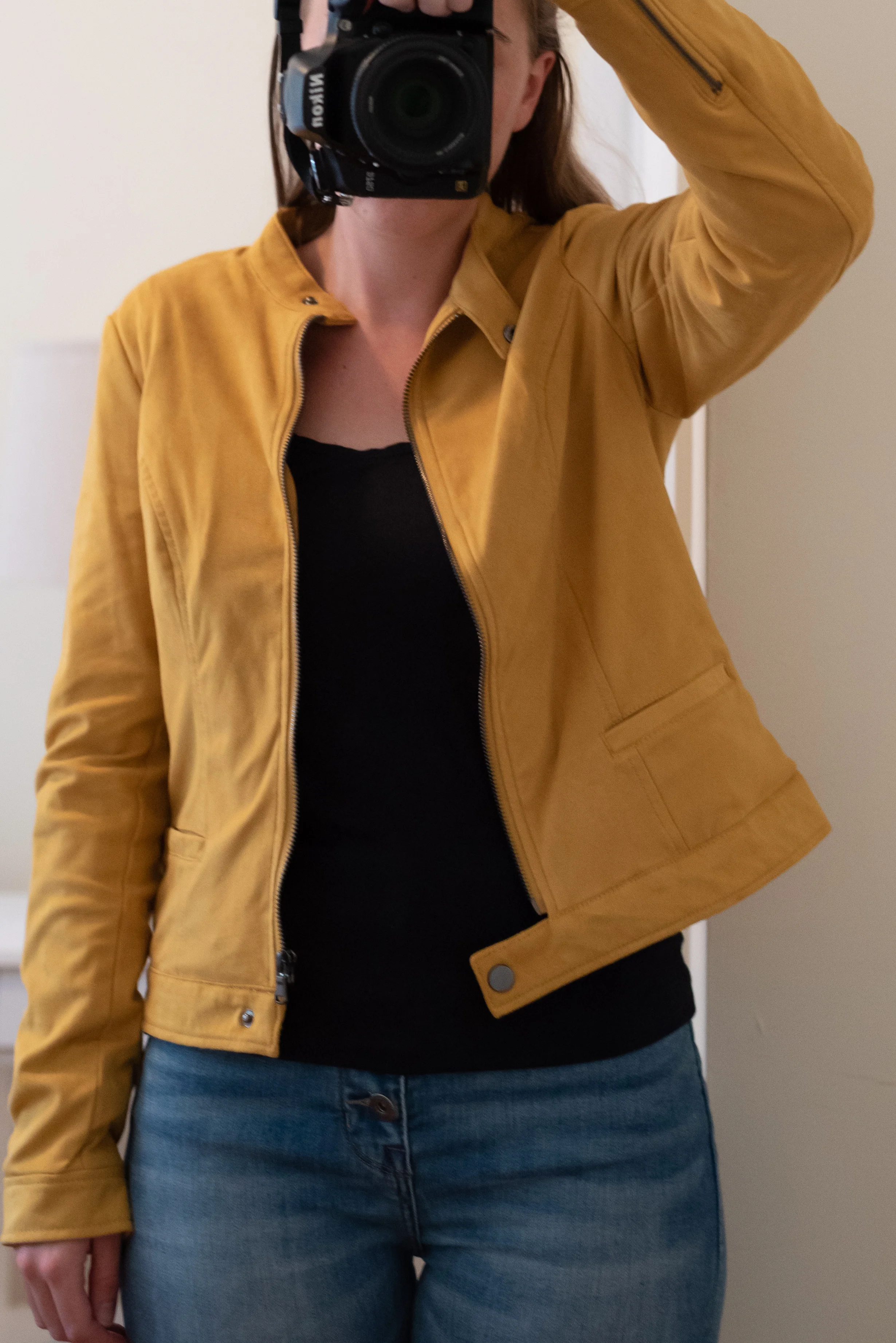Coffee Shop Suede Moto Jacket - Size S - Front View