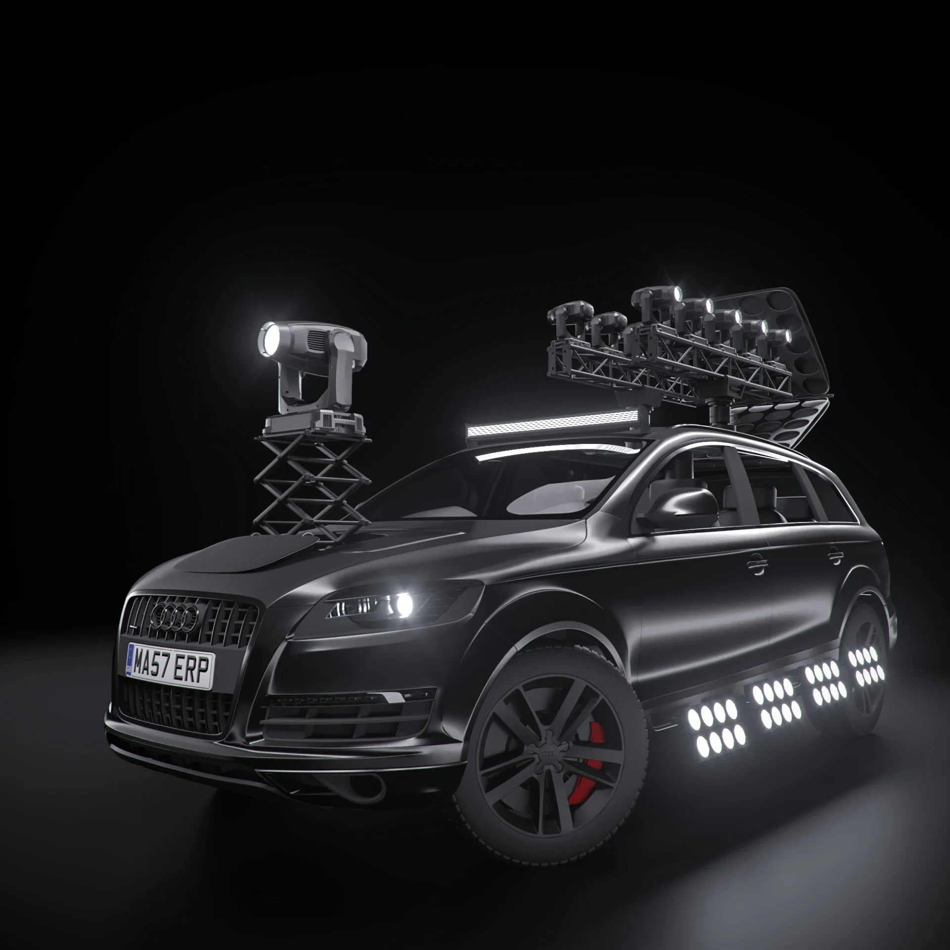 Suburban Luminous Tactical Vehicle No. 2: Audi Q7. Audi model provided by free3d.com and textured and modified by me.
