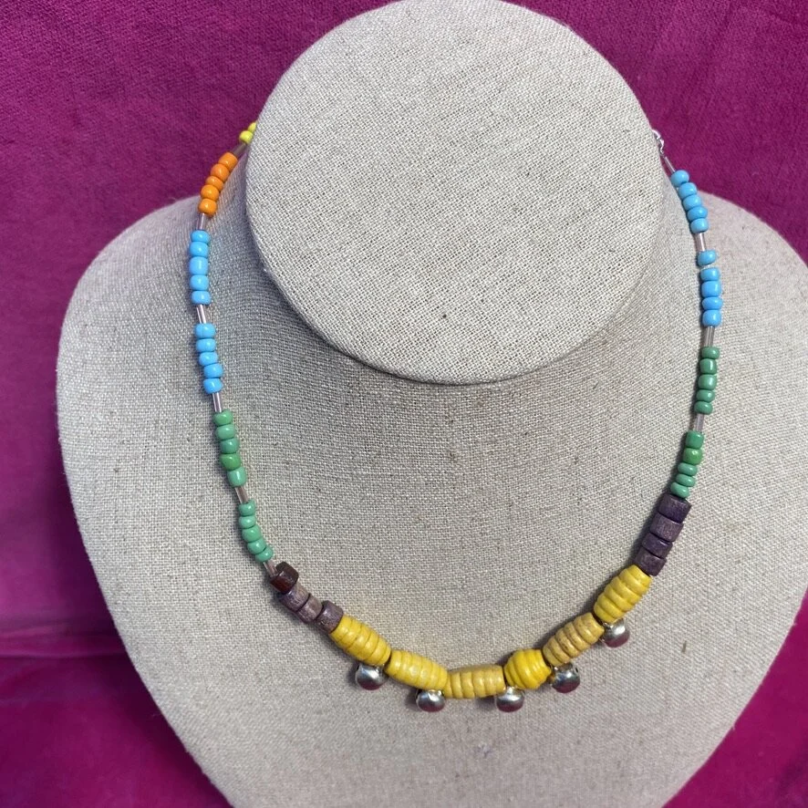 Bellweara Rainbow Beaded Bell necklace