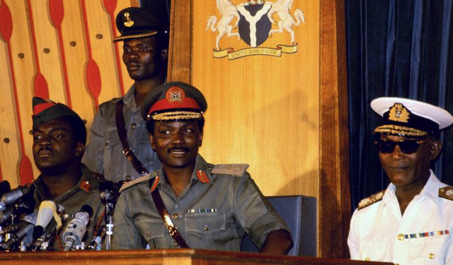 General Yakubu Gowan - Head of State (Center). Vice Admiral Joseph Edet Akinwale Wey (R), whose daughter was in my elementary school class.