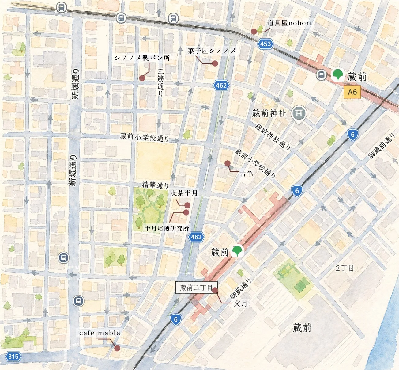 蔵前の系列店マップ