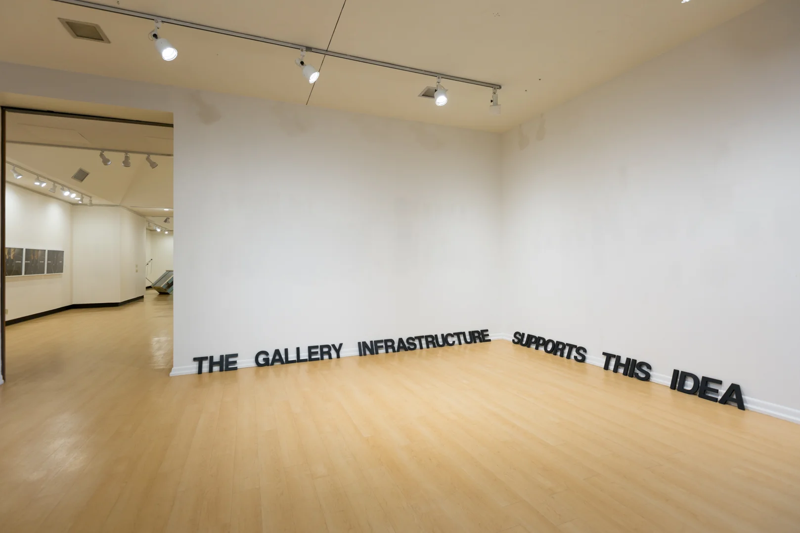 The Gallery Infrastructure Supports This Idea , 2019 Wood, India ink, and wax Size variable