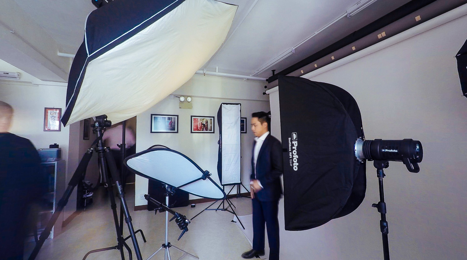 Inside F8 Studio, shooting portraits for composites.