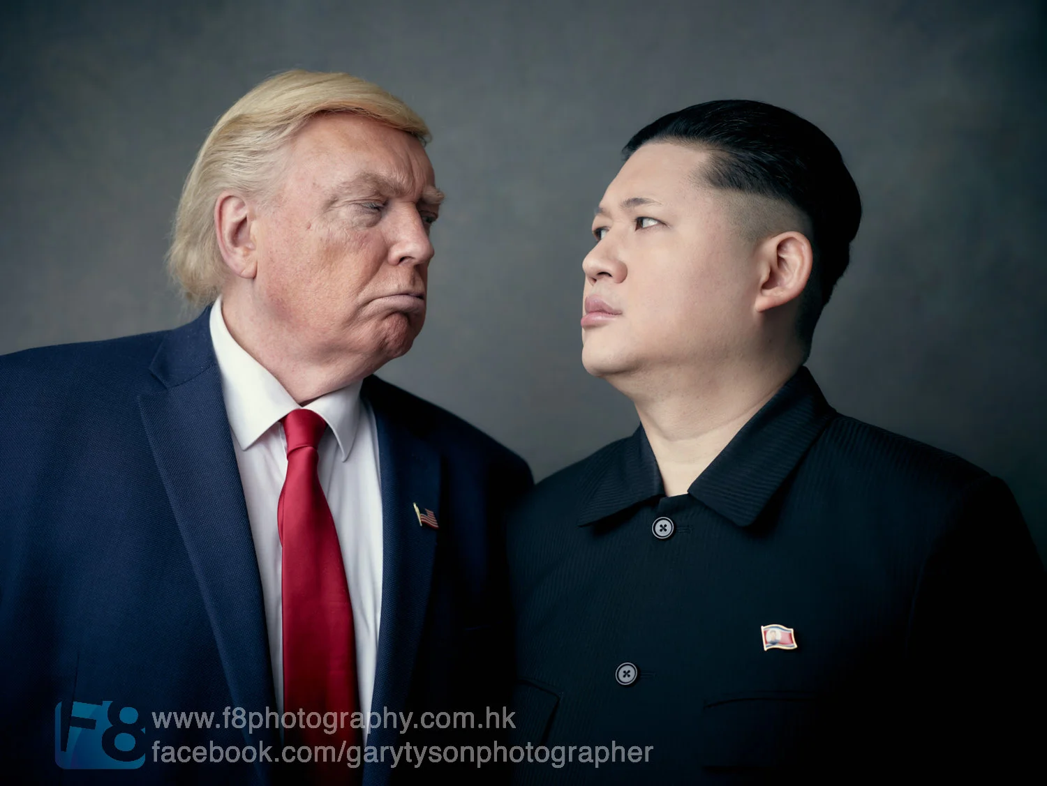 President Donald J. Trump lookalike faces off against Kim Jong Un lookalike...