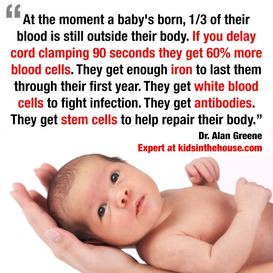 For more info on delayed cord clamping take a look at Amanda Burleigh’s page « Optimal cord clamping » www.facebook.com/Optimal-Cord-Clamping-WaitforWhite-414578291919270/?fref=ts There are numerous other FB forums on this important topic such as this one: www.facebook.com/delayedcordclamping 