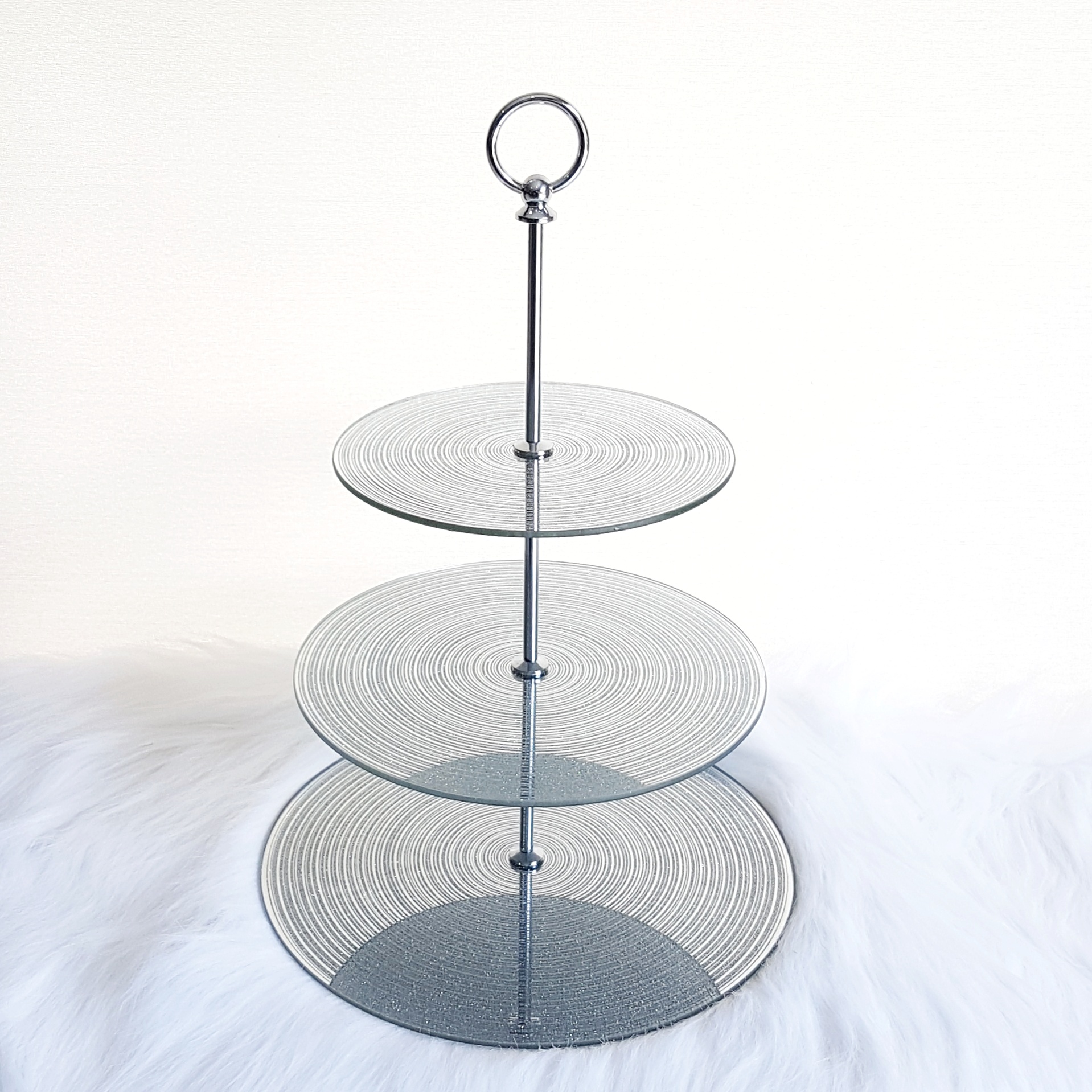 3 Tier Silver Cupcake Stand $15