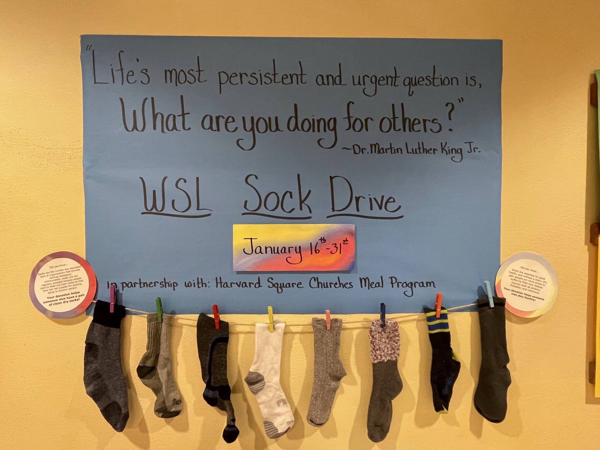 We recently launched our Annual Sock Drive, running now through January 31! Our collection is inspired by Dr. King's mission of helping others, and in particular, his quote &quot;Life's most persistent and urgent question is, What are you doing for o