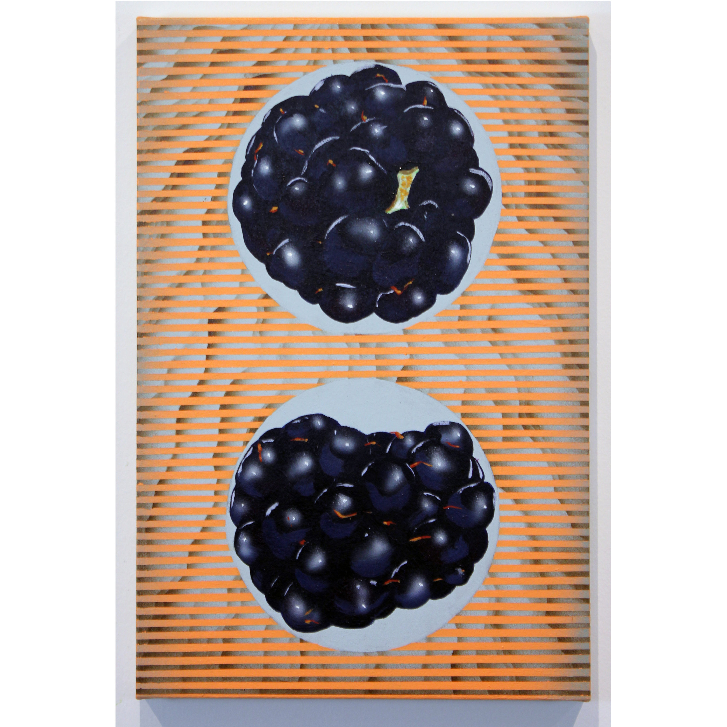   Blackberries , 2019, acrylic on canvas, 15 x 10 inches. 