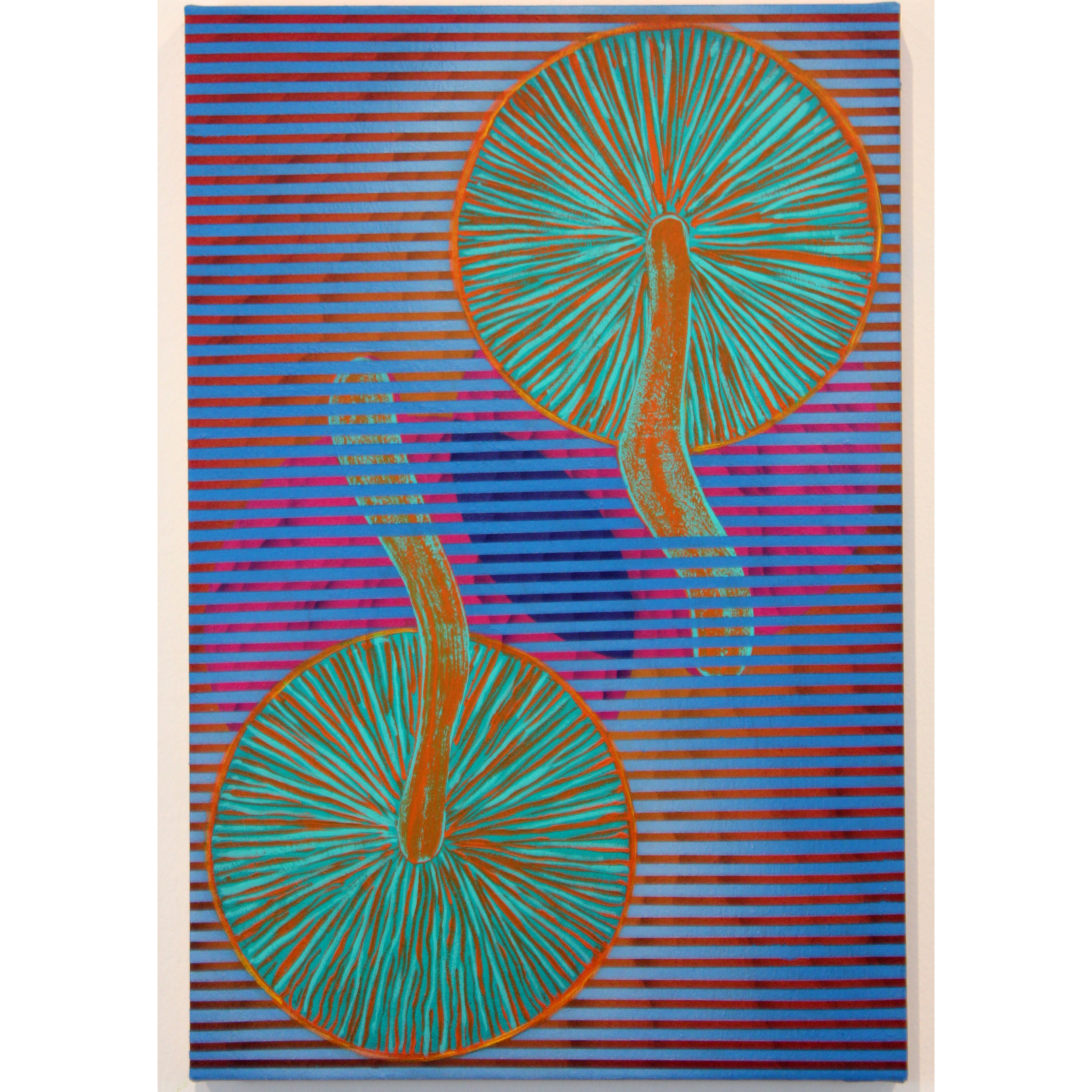   Mushrooms , 2019, acrylic on canvas, 15 x 10 inches. 
