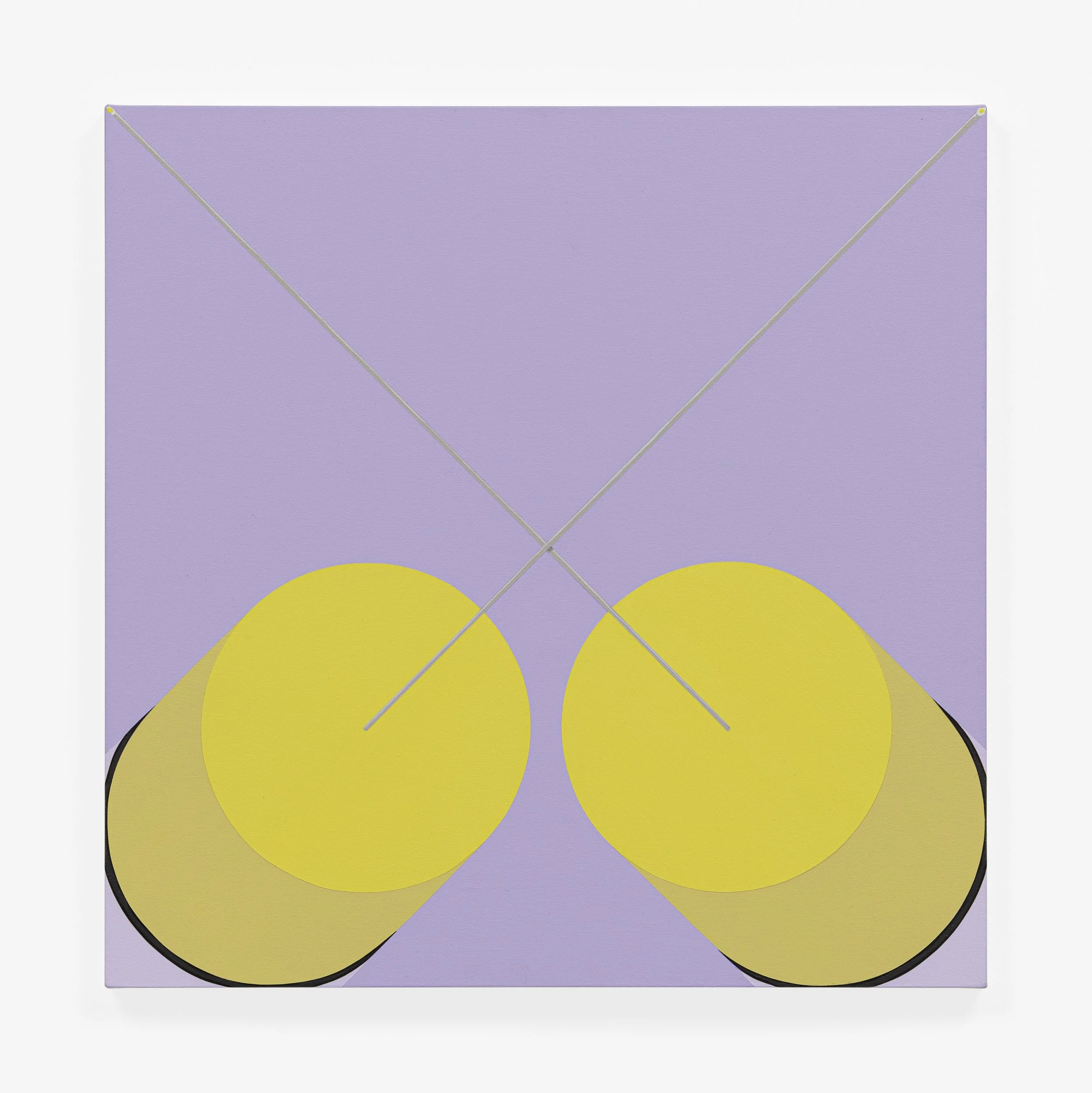 Yellow Circles and Gray Lines on a Violet Background