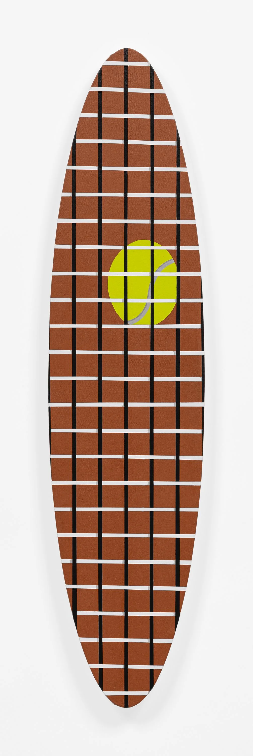 Black and White Grid, and Green Oval on a Terracotta Background