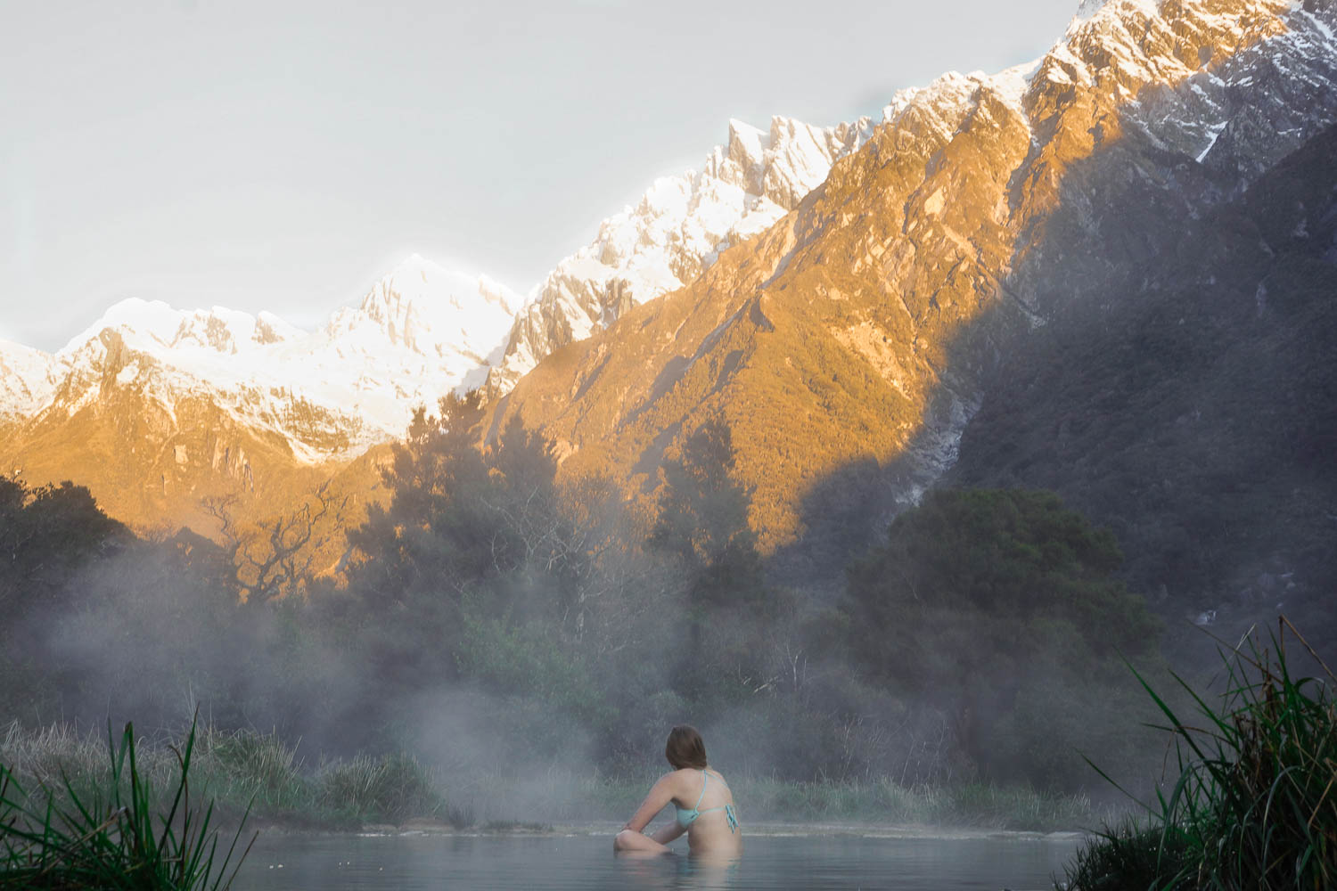 Natural hot springs after a long hike.