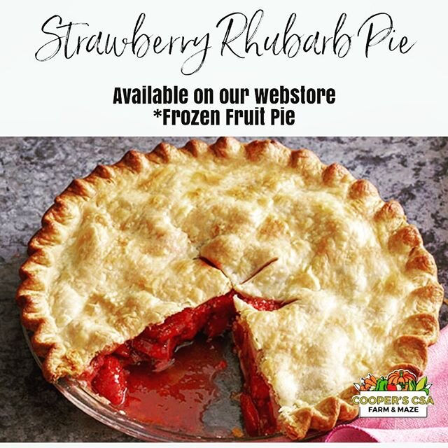 We&rsquo;ve got some Ready-To-Bake Strawberry/Rhubarb Pies!
.
.
. . There&rsquo;s a limited amount available so check out our online store to grab some ! 🍓
.
.
.
. #cooperscsafarm #readytobake #fruitpie #yorkregion #durhamregion #greatertorontoarea