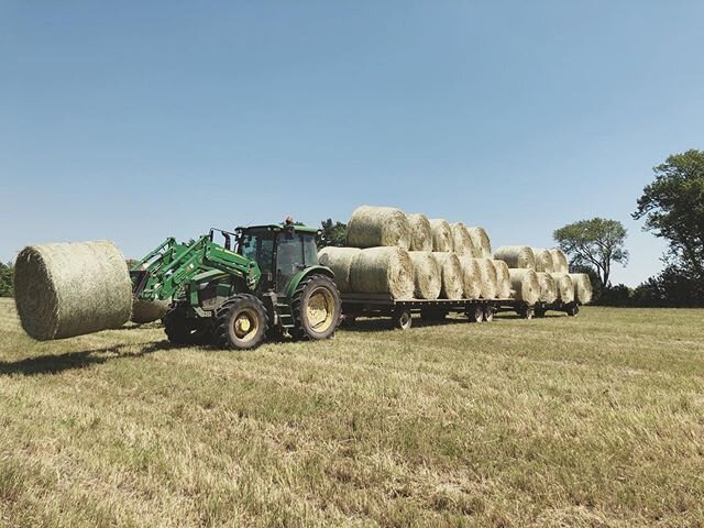 Trenton &amp; Kelsey out Stackin&rsquo; Bales! This is all livestock feed (mainly for cows) for over the winter. Since there&rsquo;s no pasture to graze them on when it&rsquo;s covered in 3 feet of snow, we feed them hay bales so that they can be gra