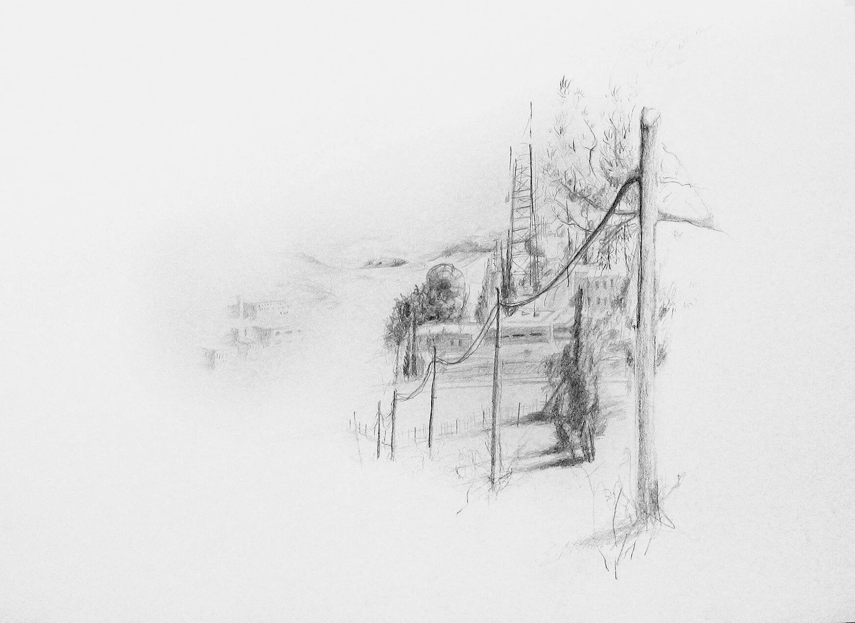 The Village Isawiya, pencil on paper, 500x700 mm