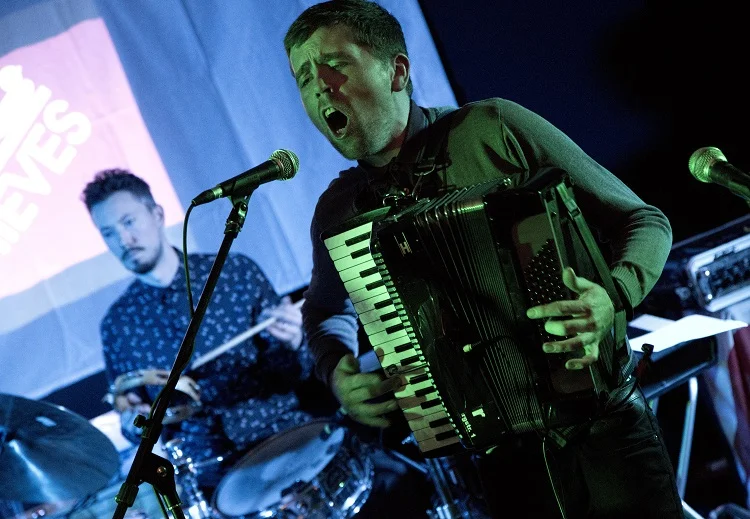 Matt Campbell (accordion) and Euan Rodger (drums) of Delightful Young Mothers