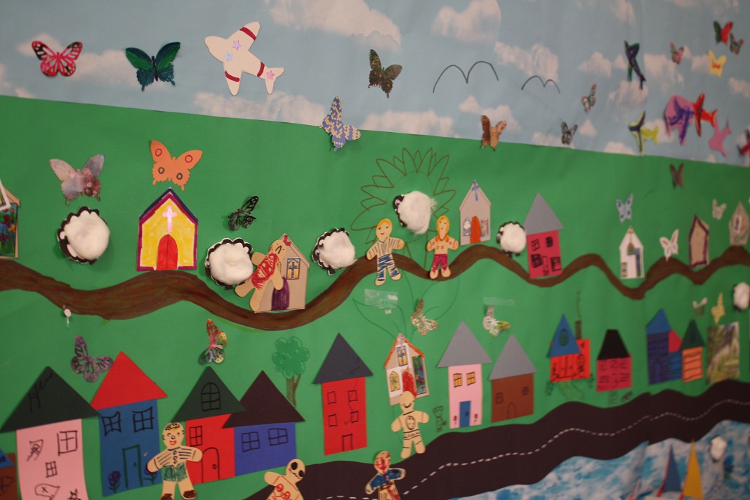 The mural continues to develop at Messy Church ... this week we added the butterflies as we heard the story of Easter.