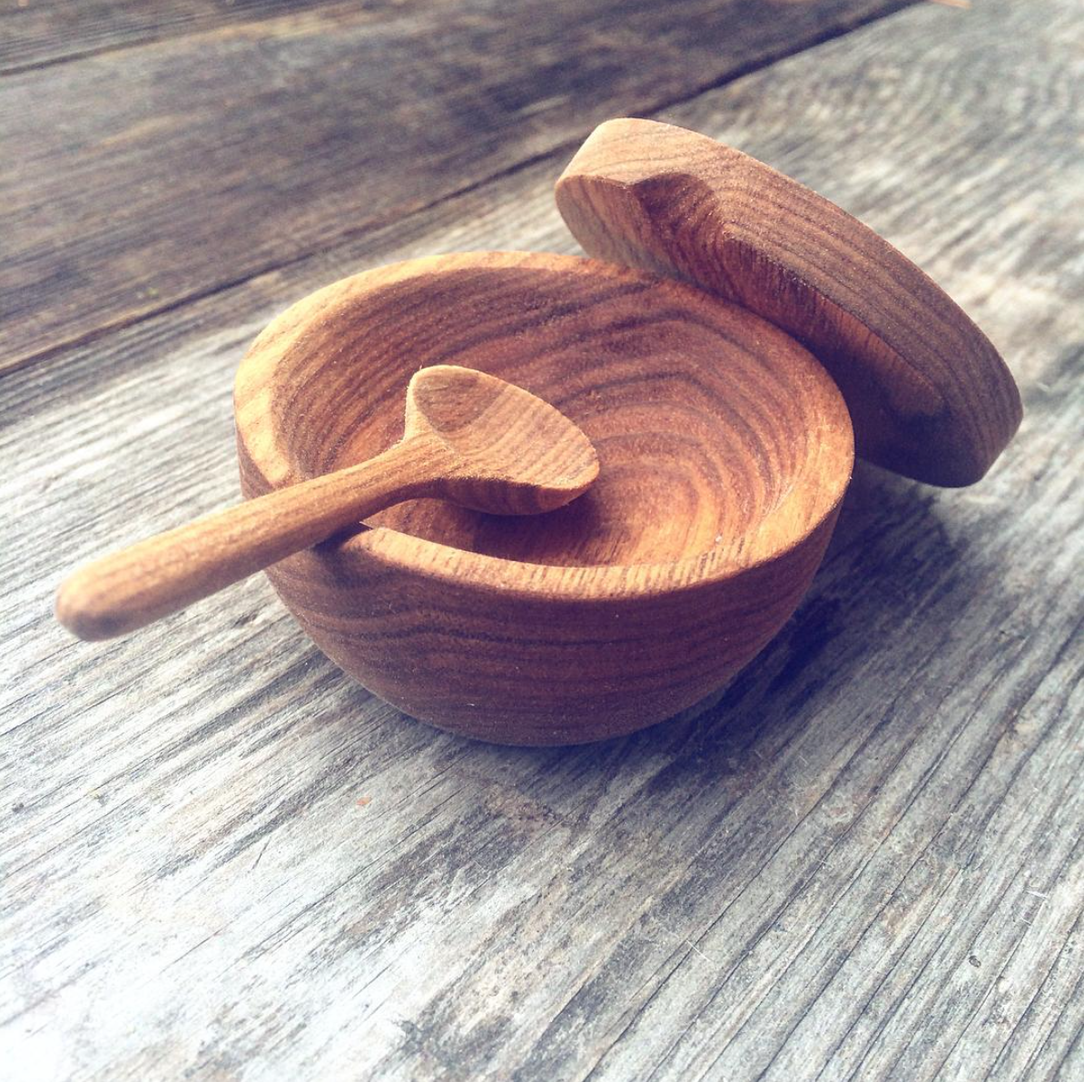custom order salt cellar + spoon