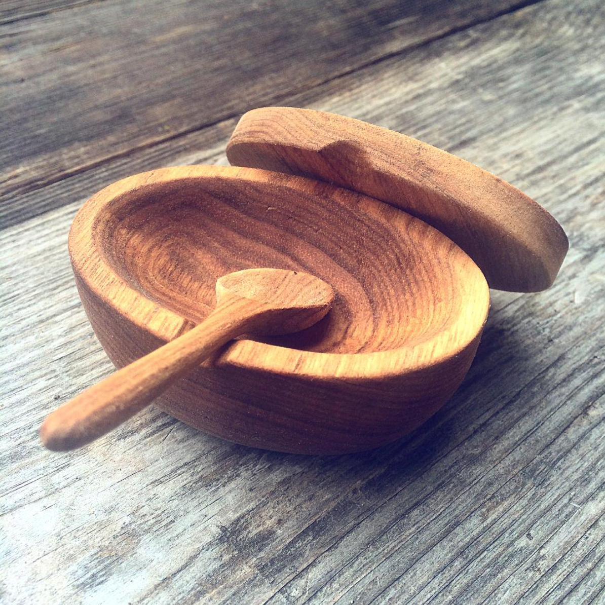 custom order salt cellar + spoon