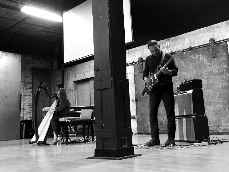 Early Forms and Surfaces , an electro-acoustic duo featuring Shelley Burgon on harp and electronics and Neil Harrison on electric guitar. Their music is rooted in song forms combined with free improvisations creating an ambient, cinematic, and ethereal experience.