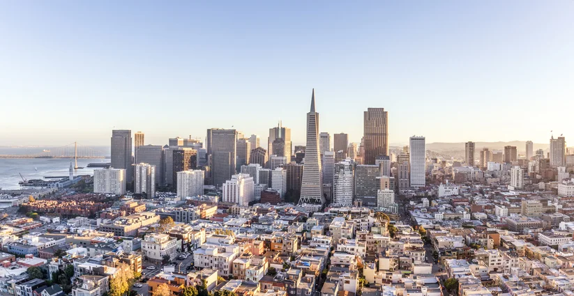 View of san francisco cityscape and skyline on sunny day