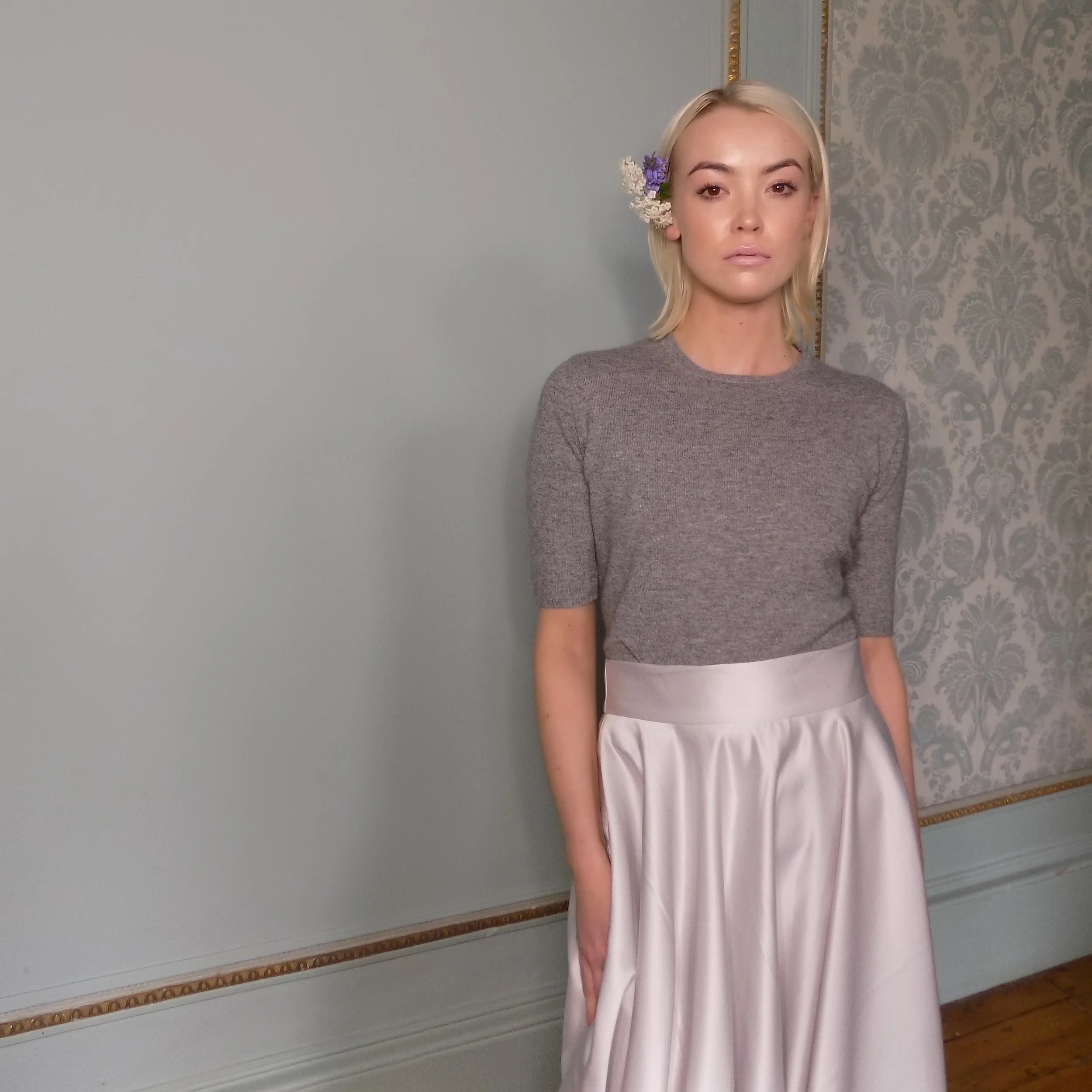 Carolyn Baxter Circle Skirt £130. Cross Cashmere T-Shirt £260.