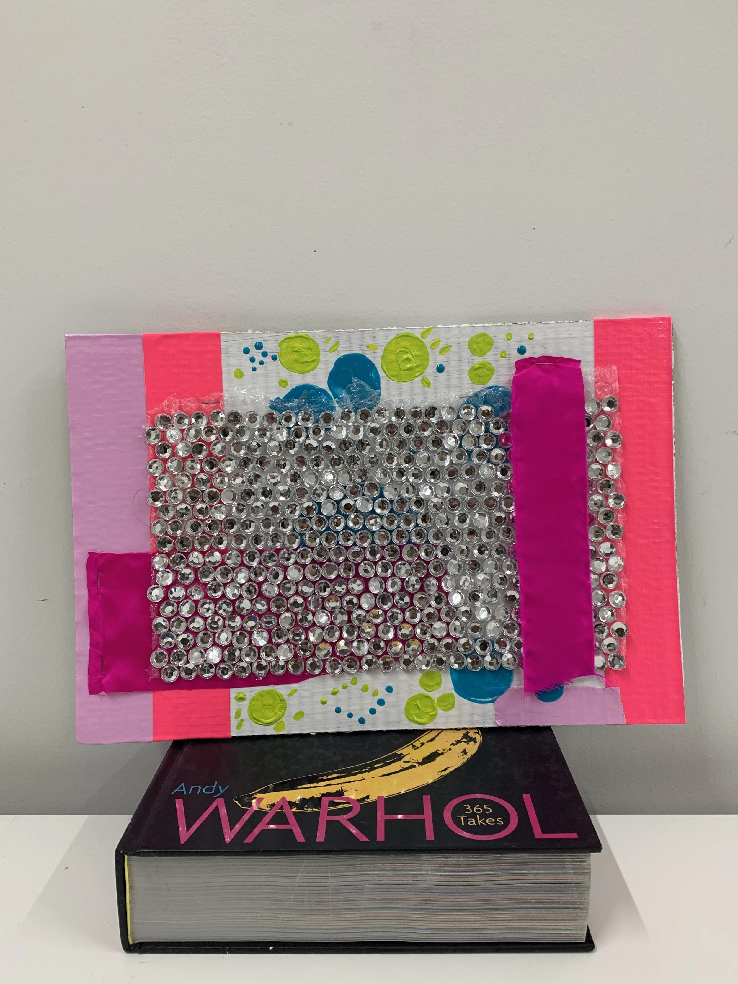 Recycled Cardboard "Wacky AF" multi media painting 