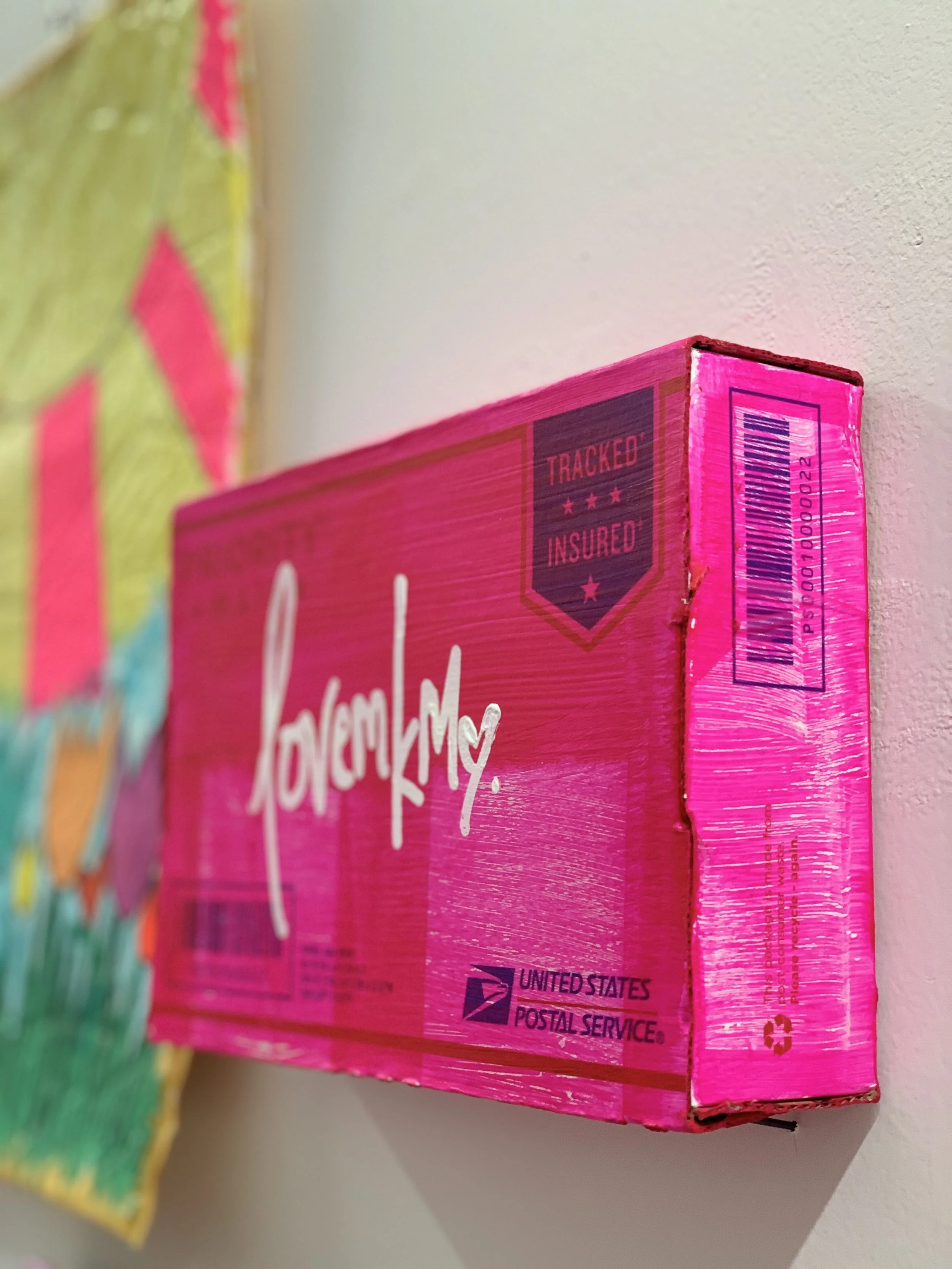 USPS Up Cycled LOVEMKM box sculpture 