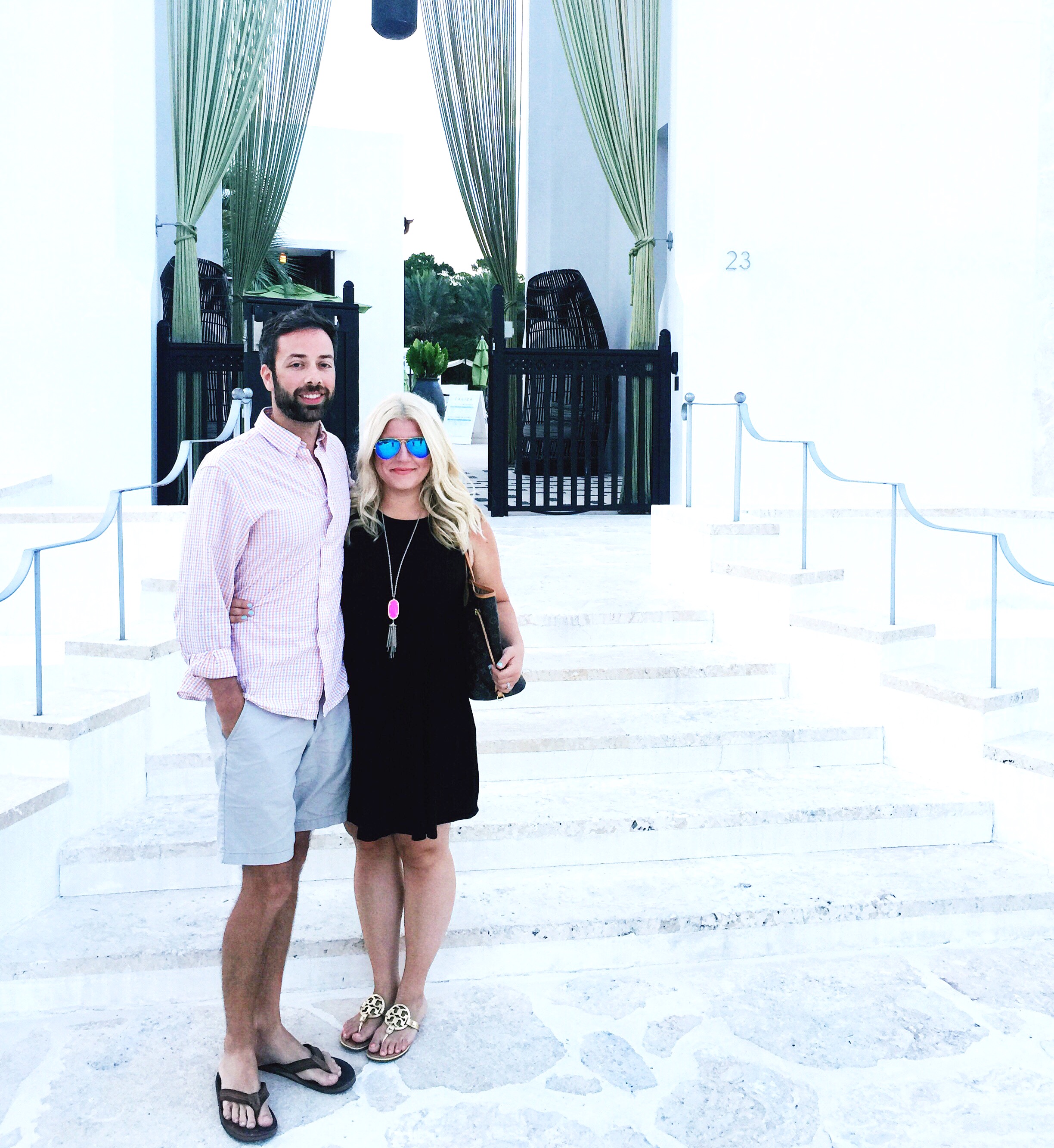 Here are some of my accessories in action on my thirtieth birthday at a restaurant in Alys beach .