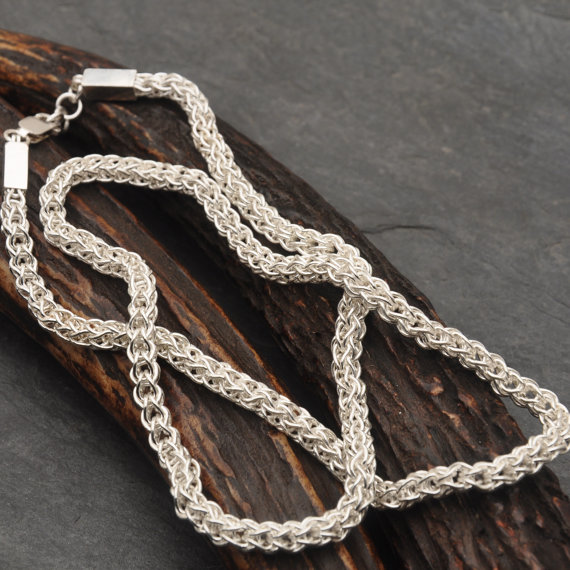 Fused Fine Silver Loop in Loop Necklace with End Caps — OberMetalWorks