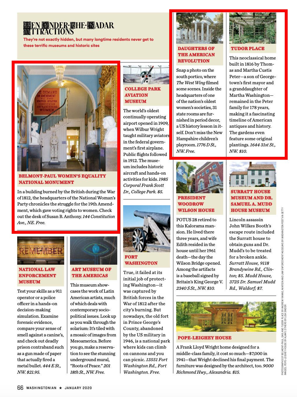  Washingtonian Magazine -  Belmont-Paul Women’s Equality Museum, Daughters of the American Revolution, and Tudor Place 