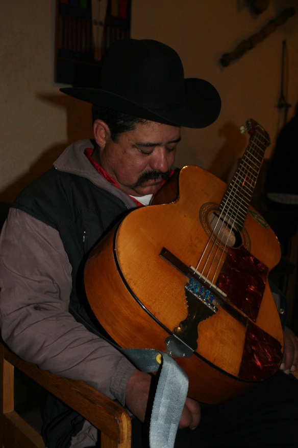 Troubadour pondering a musical snore. El Fuerte, Mexico.