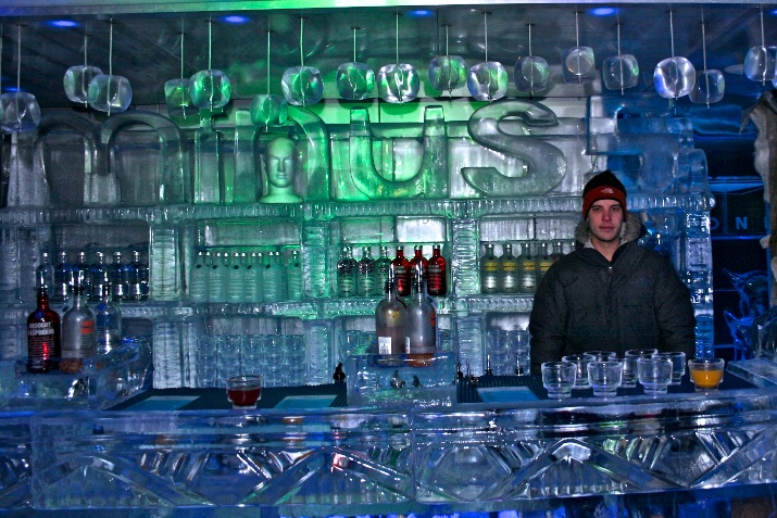 Ice bar with chilled drinks. Sydney, Australia.