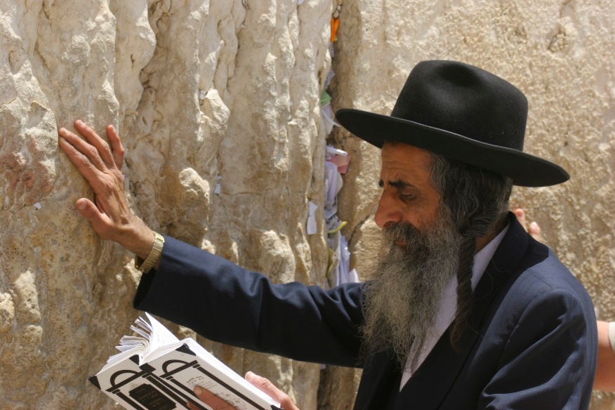 Praying by the Wailing Wall. Jerusalem, Israel.