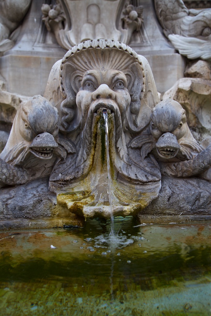 Sea monster in a fountain. Rome, Italy