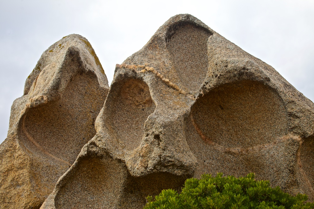 An eerie image of rock erosion. Capo Testa, Italy.
