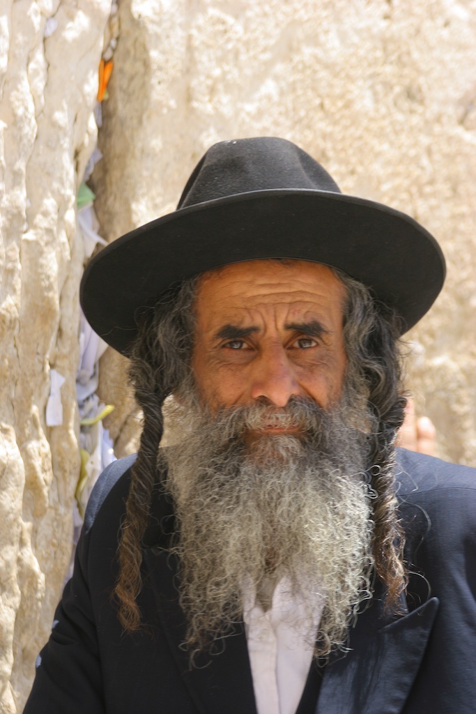 Grey beard and corkscrew ringlets. Jerusalem. Israel.