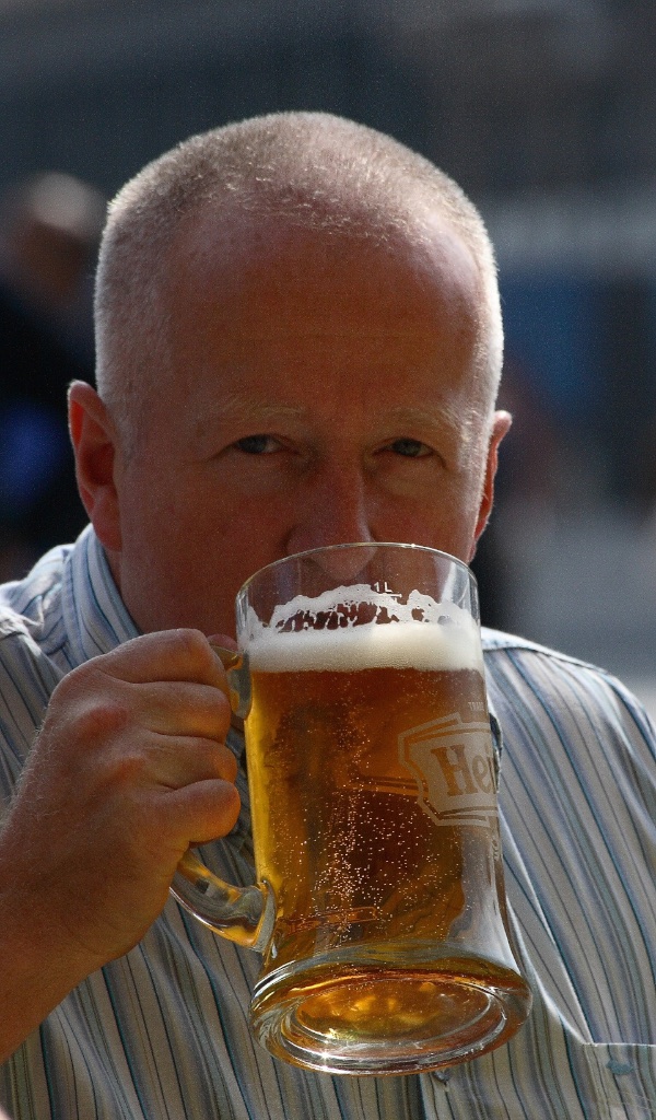 A tankard of Heineken. Milan, Italy.