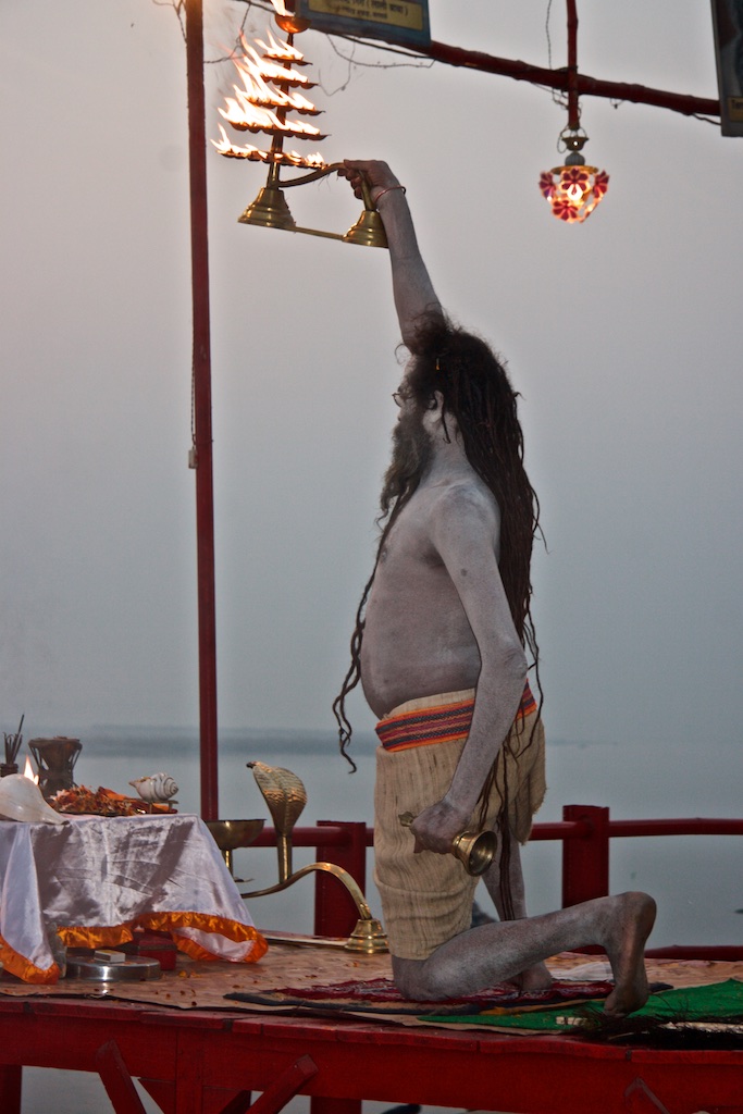 Ash-covered worshipper. Varanasi, India.