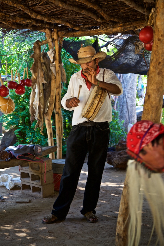 Musician evoking "La Danza del Venado" (the Deer Dance). Sinaloa, Mexico.