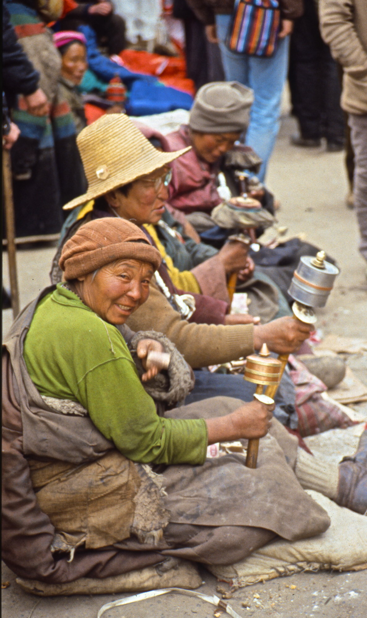 Instead of orally offering prayers, the Tibetans insert a mantra into a prayer wheel which they constantly keep spinning.