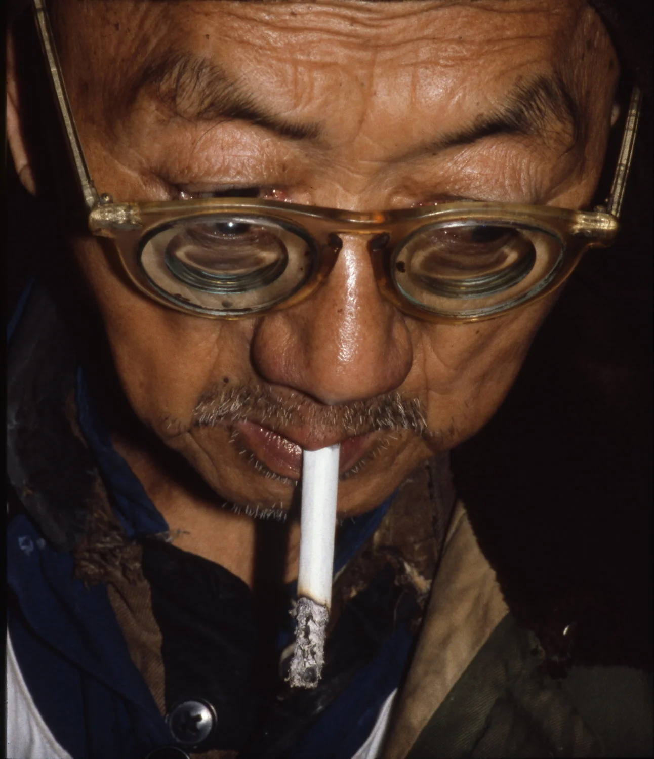 A close look at the falling ashes. Chongqing, China.