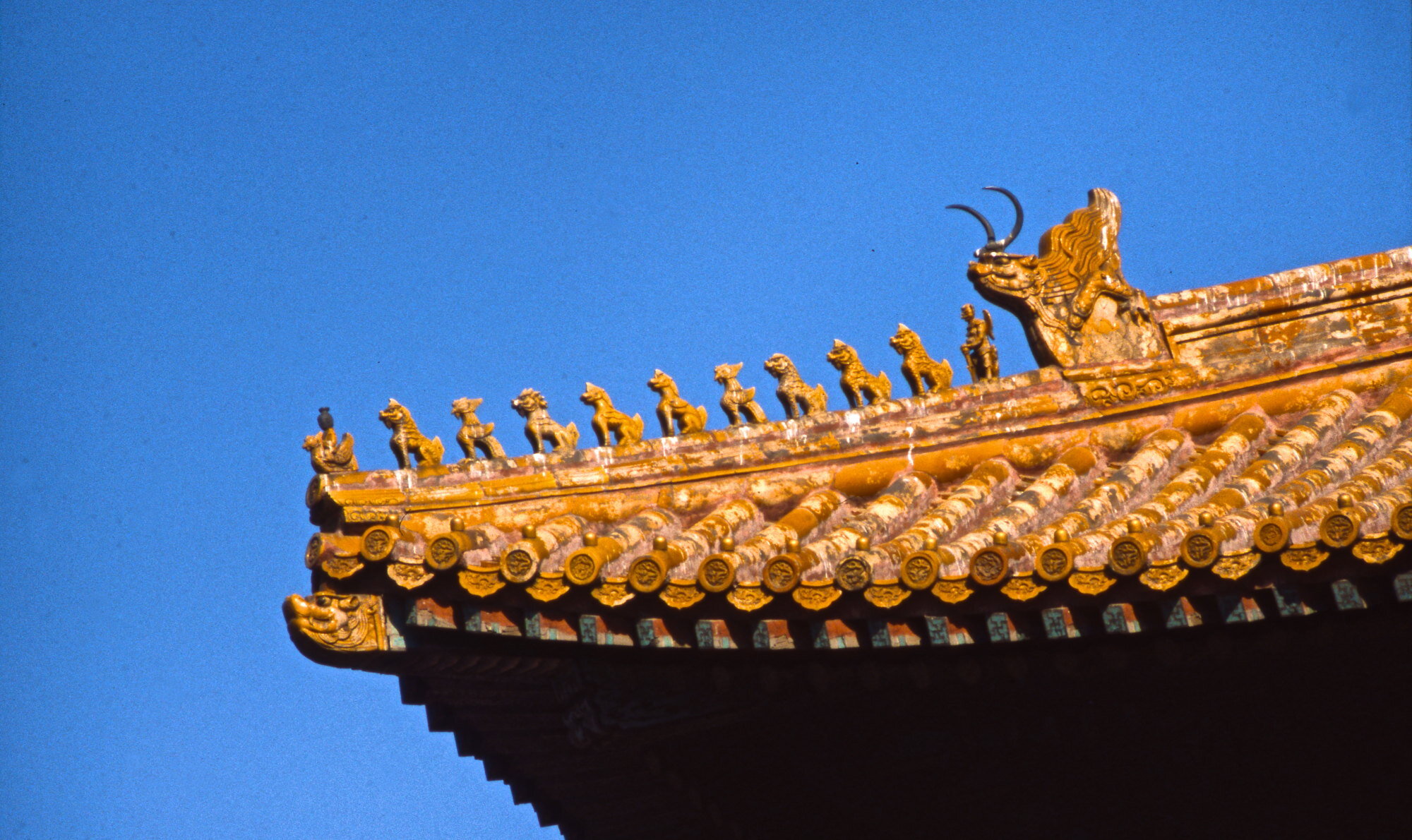 The Chinese Zodiac on a roof in the Forbidden City in Beijing, China.