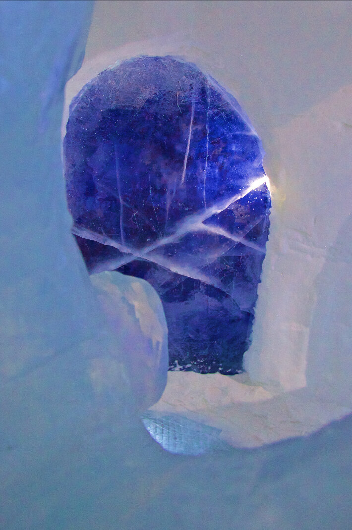 Light imprisoned in a prehistoric sapphire.
