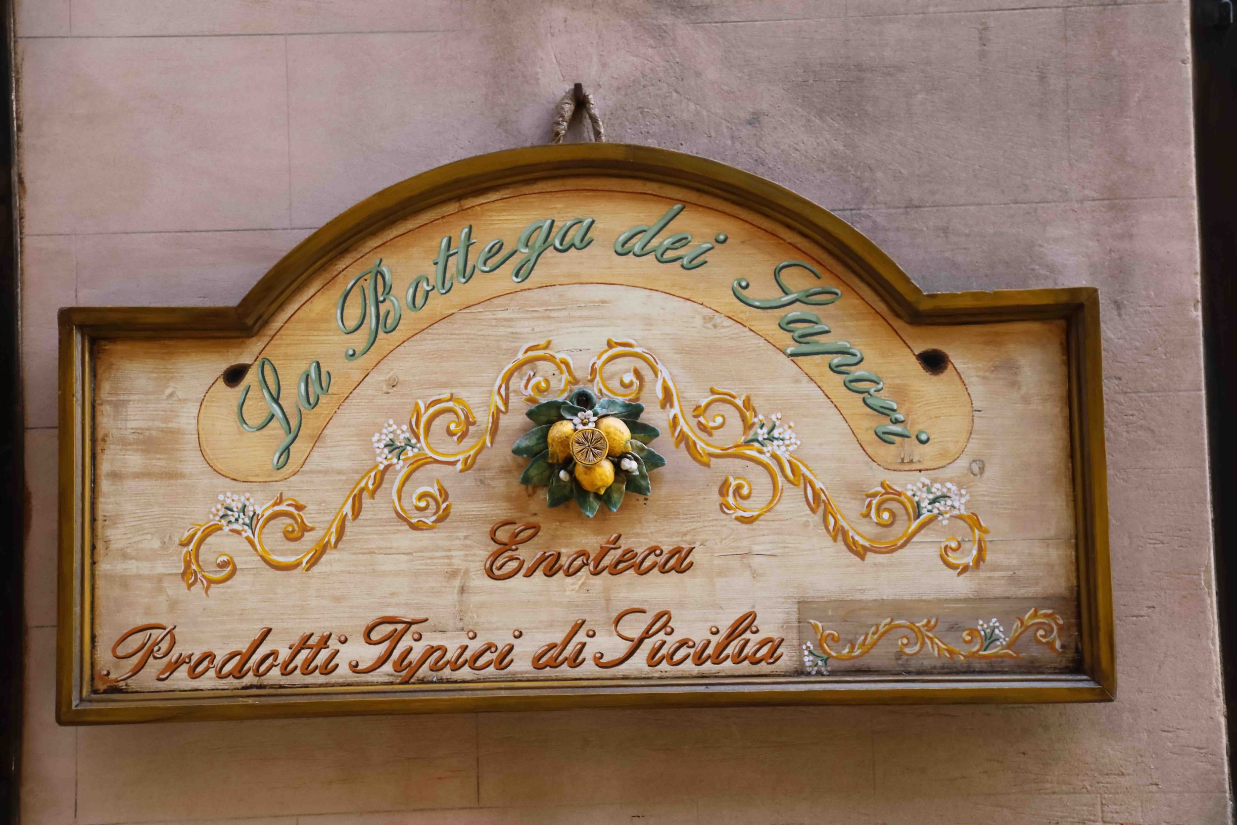 Enoteca sign, Sicily, Italy.