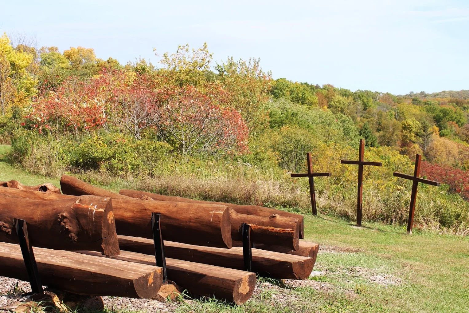 three crosses and benches in fall.jpg