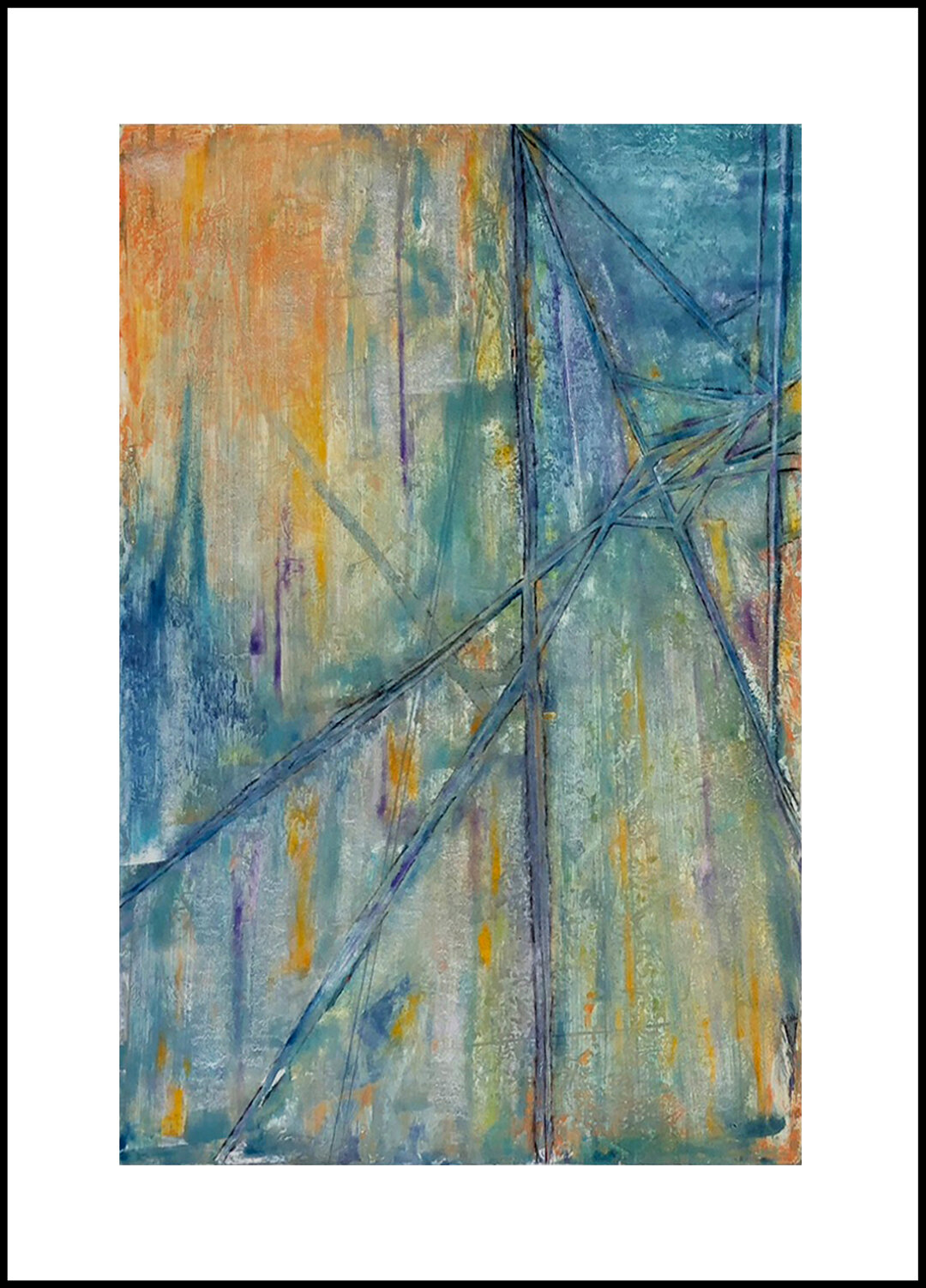    “Follow the Light”   Deep breaths, lost in thought as the sunlight streams through the window. Mixed Media Monoprint, 25 x 33 inches, framed and matted, 1/1  $500 